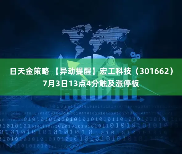 日天金策略 【异动提醒】宏工科技（301662）7月3日13点4分触及涨停板